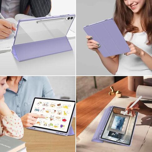 Fintie Hybrid Slim Case for Samsung Galaxy Tab S9 FE+ Plus/Galaxy Tab S9+ Plus 12.4 Inch 2023 with S Pen Holder, Shockproof Cover with Clear Transparent Back Shell, Auto Wake/Sleep, Lilac Purple in Saudi Arabia
