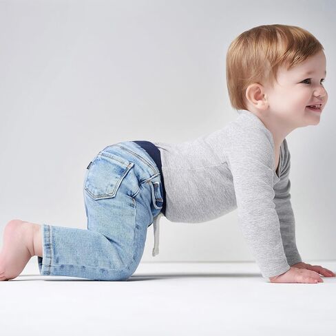جينز Gerber للجنسين للأطفال الصغار ذو خصر مضلع قابل للتمدد، جينز أزرق in Saudi Arabia