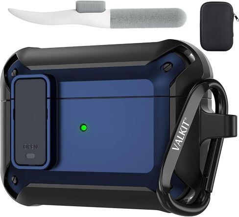 غطاء حافظة Valkit لأجهزة Airpods Pro مع مجموعة أدوات التنظيف والقفل، غطاء صلب عسكري Airpod Pro الجيل الأول حافظة مقاومة للصدمات iPods Pro حافظة سلسلة مفاتيح واقية لـ Airpods Pro 1st Gen 2019 حافظة شحن in Saudi Arabia