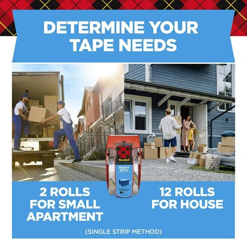 Scotch Heavy Duty Shipping Packaging Tape, 1 Roll with Dispenser, 1.88" x 22.2 Yards, 1.5" Core, Great for Packing, Shipping & Moving, Clear (142) in Saudi Arabia