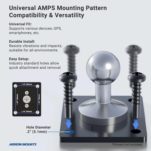 ARKON Metal 4 فتحات AMPS إلى 17 مم محول كروي بالتجزئة أسود (APAMPS17MET) وحلقة تشديد SP-SBH-KIT-CAM ومجموعة محول رأس الكاميرا (أسود) in Saudi Arabia