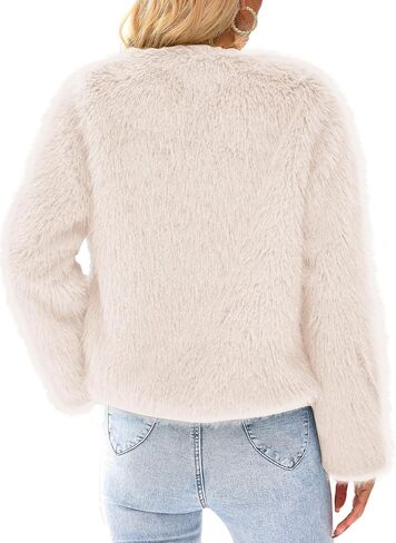 PRETTYGARDEN Women's 2023 Winter Coats Fleece Cropped Jacket Faux Fur Long Sleeve Pockets Shaggy Warm Outerwear Fall Clothes in Saudi Arabia