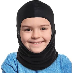 Tough Headwear Kids Balaclava Ski Mask - Kids Ski Neck Gaiter & Toddler Fleece Neck Warmer w/Helmet Liner Hood - Snowboarding Youth Ski Hat Black in Saudi Arabia