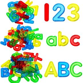 62 Pcs Plastic Practice Set Transparent Letters and Numbers Colorful Acrylic Letters and Numbers for Counting and Spelling