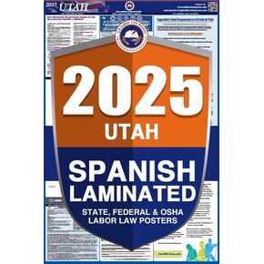ملصق يوتا UT الكل في واحد للامتثال في مكان العمل وقانون العمل لعام 2023 (الولاية الفيدرالية وإدارة السلامة والصحة المهنية) مغلف باللغة الإنجليزية in Kuwait