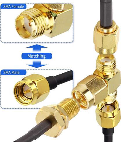 SUPERBAT SMA Adapter 90 Degree,5pcs SMA Male to Female Right Angle Coax Adapter for Radio RTL-SDR FPV Antenna Transmitter LTE Router etc. in Saudi Arabia