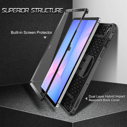 Fintie Shockproof Case for Samsung Galaxy Tab S9 FE 5G 10.9 Inch/Galaxy Tab S9 11 Inch 2023, Tuatara Rugged Unibody Hybrid Full Protective Bumper Kickstand Cover Built-in Screen Protector, Black in Saudi Arabia