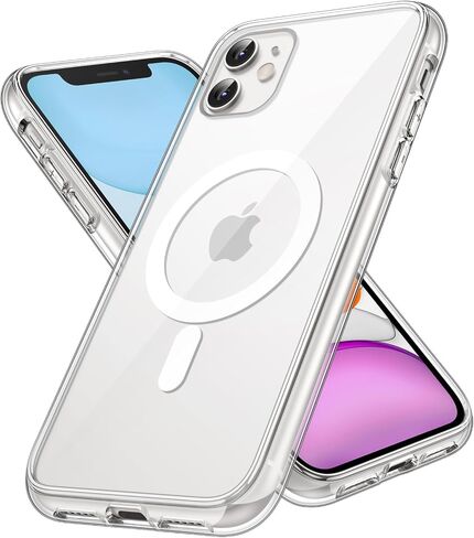 JETech Magnetic Case for iPhone 11 6.1-Inch Compatible with MagSafe Wireless Charging, Shockproof Phone Bumper Cover, Anti-Scratch Clear Back (Black) in Kuwait