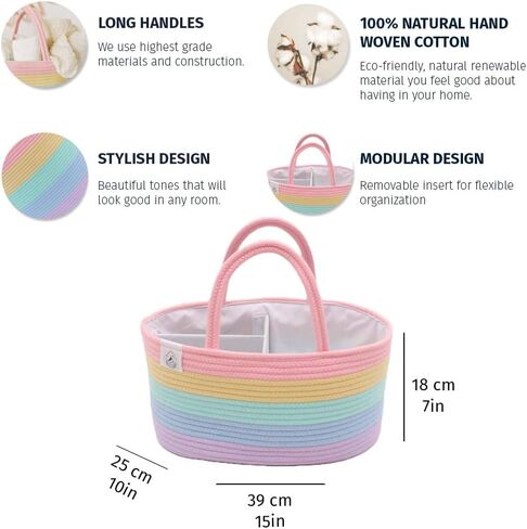 OrganiHaus Brown Baby Diaper Caddy Organizer for Changing Table, Baby Shower Basket, Car Diaper Basket Organizer, Diaper Caddy for Baby Girl & Boy, Baby Basket for Storage, Nursery Basket in Saudi Arabia