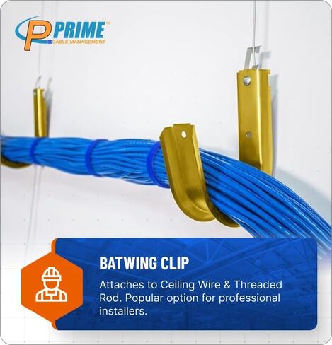 3/4" Heavy Duty Metal Batwing J-Hook Cable & Wire Support Hangers with Bat Wing Clip for Attaching Ceiling Wire & Threaded Rod for Cable Management in Kuwait