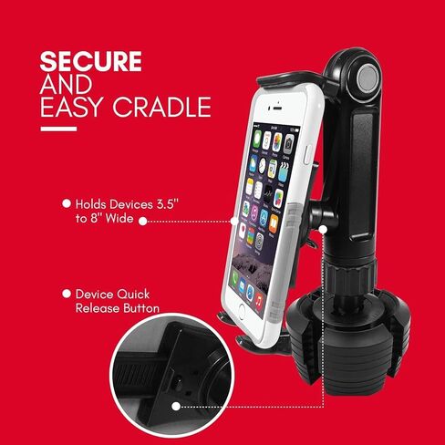 حامل الأكواب من ماكالي - حامل أكواب آيباد عالي التحمل في السيارة أو حامل الكمبيوتر اللوحي للسيارة والشاحنات والمركبات - يناسب الأجهزة بعرض 3.5 بوصة - 8 بوصة مع حافظة - حامل آيباد قابل للتعديل للسيارة in Kuwait