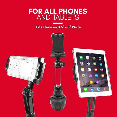 حامل الأكواب من ماكالي - حامل أكواب آيباد عالي التحمل في السيارة أو حامل الكمبيوتر اللوحي للسيارة والشاحنات والمركبات - يناسب الأجهزة بعرض 3.5 بوصة - 8 بوصة مع حافظة - حامل آيباد قابل للتعديل للسيارة in Kuwait