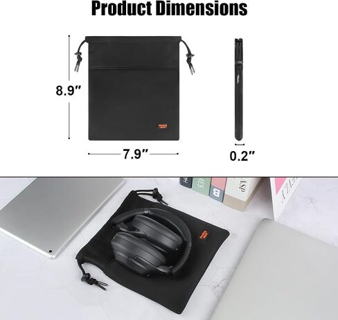 Lightweight Headphone Storage Bag, Portable Headset Carrying Pouch Headphone Case Bag Soft Travel Pouch for Over-Ear Headphones/Gaming Headsets/Neckband Earbuds (Large Black) in Saudi Arabia