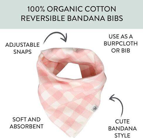 HonestBaby Girls' Organic Cotton Bandana Drool Bib Multipack, 3-Pack Love dot, One Size in Saudi Arabia