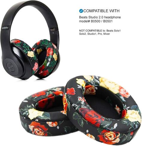 MMOBIEL Ear Pads Cushions Compatible with Beats by Dr. Dre Studio 2.0 / Beats Studio 3.0 Protein Leather (Black) in Saudi Arabia
