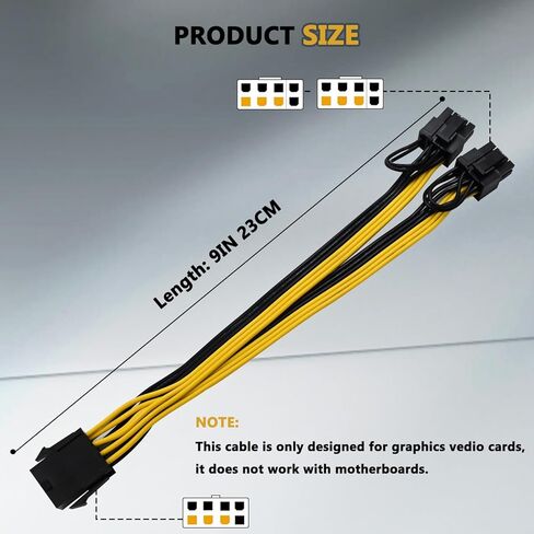 (4 عبوات) COMeap (وحدة المعالجة المركزية إلى وحدة معالجة الرسومات) CPU 8 Pin Female إلى Dual PCIe 2X 8 Pin (6+2) كابل مقسم ذكر لبطاقة الرسومات BTC Miner 9 بوصة (23 سم) in Kuwait
