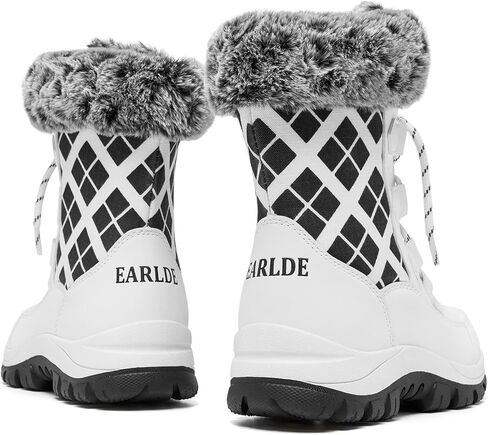 EARLDE Women’s Snow Boot With Waterproof Lace Up Mid-Calf Outdoor Winter Deep Tread Rubber Sole in Saudi Arabia
