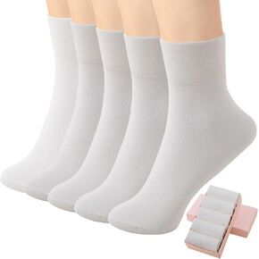 HUGSWEET Soft Cotton Women Socks above Ankle Crew Bootie Socks Cute Lovely Smiley Face Novelty Socks Gifts for Women 5 Pairs in Saudi Arabia
