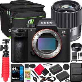 Sony a7R IV Full-Frame Mirrorless Camera Body + Sony FE 50mm F1.8 Full-Frame Lens ILCE-7RM4 + SEL50F18F Bundle with Photo Video LED, Monopod,64GB, Software, Deco Gear Backpack & Accessories
