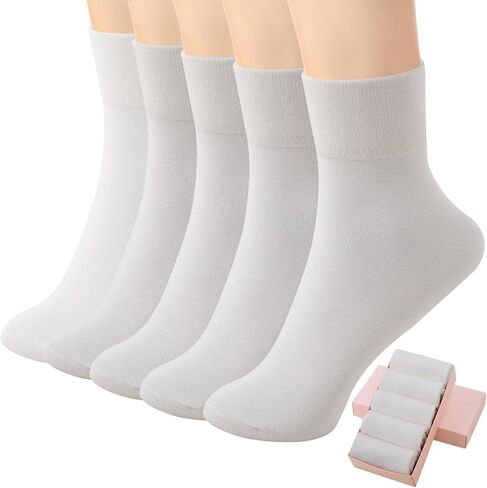HUGSWEET Soft Cotton Women Socks above Ankle Crew Bootie Socks Cute Lovely Smiley Face Novelty Socks Gifts for Women 5 Pairs in Kuwait