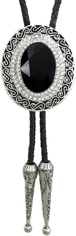 SELOVO Western Big Blue Rhinestone Statement Native American Bolo Tie for Men Genuine Leather in Saudi Arabia