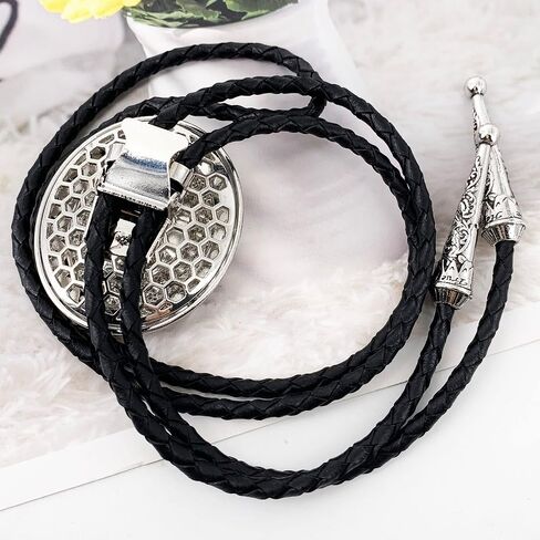 SELOVO Western Big Blue Rhinestone Statement Native American Bolo Tie for Men Genuine Leather in Saudi Arabia