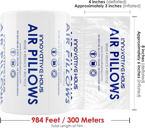 انوفيتيف هاوس لفة وسادة هوائية 4 × 8 انش لملء الفراغ في العبوة. توسيد للشحن والتغليف. لوازم تعبئة رائعة بديلة للفول السوداني والفوم والورق. (590 قدم) in Kuwait