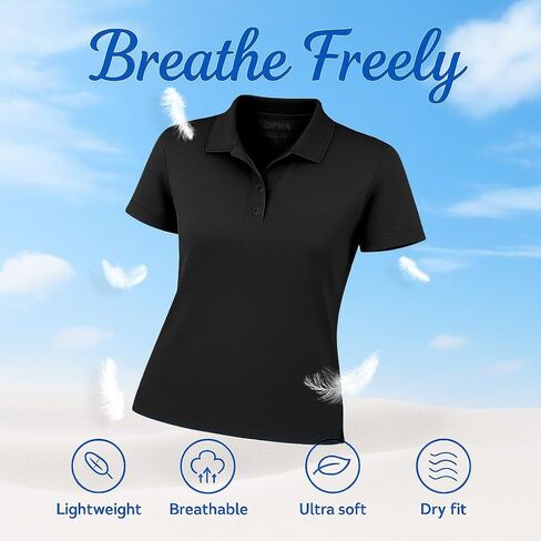 Women's Dry-Fit Golf Polo Shirts 3-Button Golf Polo's in 20 Colors XS-3XL Shirt in Kuwait