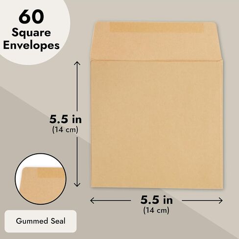 مظروف مربعة بيضاء 60 قطعة من Juvale - 5.5 × 5.5 مظاريف رفرف مربعة لدعوة وإعلانات وصور وأعراس وكذا ملاحظات شكر، ورق 120 جرام في المتر المربع in Kuwait