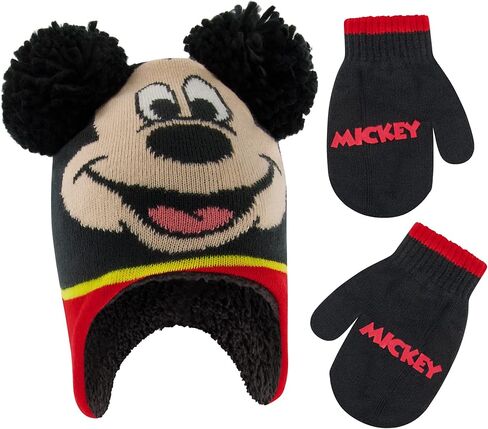 Disney boys Mickey Mouse Toddler Winter and Mitten Set Beanie Hat, Mickey Mouse, 2-4T US in Saudi Arabia