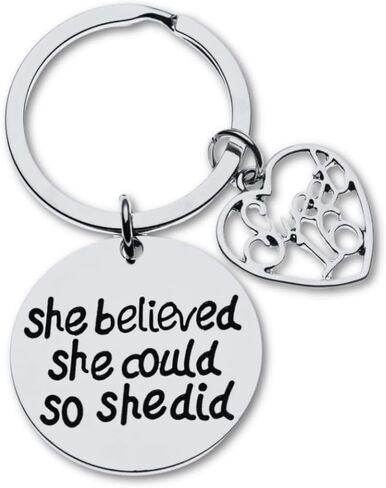Sweet 16 Inspirational She Believed She Could So She Did Charm Keychain, Sweet Sixteen Jewelry Birthday Gift for Girls in Saudi Arabia