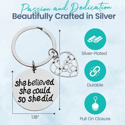 Sweet 16 Inspirational She Believed She Could So She Did Charm Keychain, Sweet Sixteen Jewelry Birthday Gift for Girls in Saudi Arabia