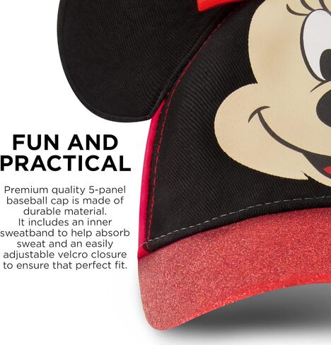 Disney Baseball Cap, Minnie Mouse Ears Adjustable Toddler Girl Hats for Kids, Pink, Ages 2-4 & 4-7 in Kuwait