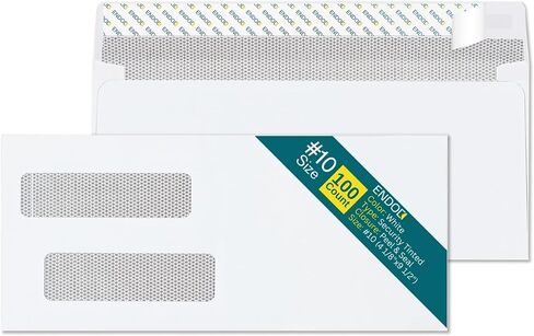 #10 Double Window Security Envelopes Self Seal 500 Pack, Envelopes for Quickbooks Invoices and Business Statements, Security Tinted, 24 lb Heavy Duty Paper, 4 1/8 x 9 ½ Inches, White in Saudi Arabia