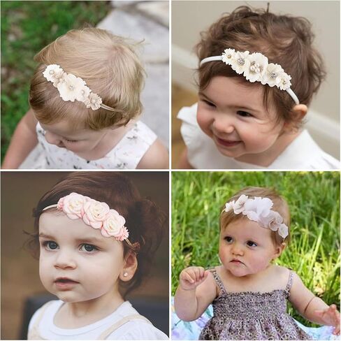 6PCS Baby Girls Headbands Flower Hairbands Nylon Elastic Head bands Newborn Hair Bows Hair Accessories Gifts for Infant Toddlers in Saudi Arabia