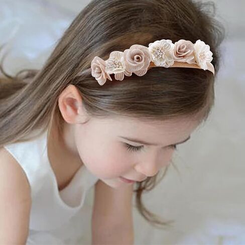 6PCS Baby Girls Headbands Flower Hairbands Nylon Elastic Head bands Newborn Hair Bows Hair Accessories Gifts for Infant Toddlers in Saudi Arabia