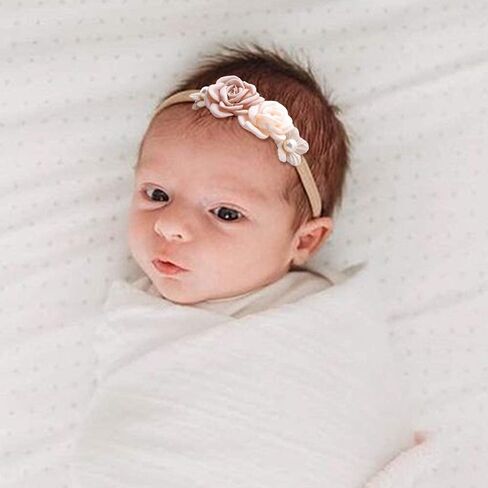 6PCS Baby Girls Headbands Flower Hairbands Nylon Elastic Head bands Newborn Hair Bows Hair Accessories Gifts for Infant Toddlers in Saudi Arabia