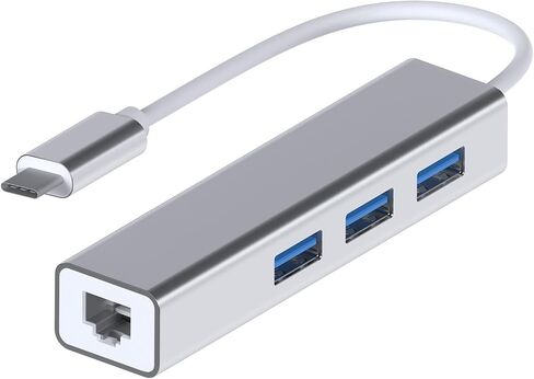 محول MMOBIEL USB-C إلى Ethernet RJ45 متوافق مع MacBook Air/Pro وiMac وAcer وLenovo وAsus وHP وSamsung وHuawei والمزيد - USB من النوع C - 1000 ميجابت في الثانية 3 USB Multiport Hub 3.0 فائق النحافة - فضي in Saudi Arabia
