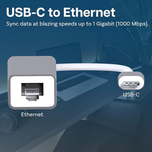 محول MMOBIEL USB-C إلى Ethernet RJ45 متوافق مع MacBook Air/Pro وiMac وAcer وLenovo وAsus وHP وSamsung وHuawei والمزيد - USB من النوع C - 1000 ميجابت في الثانية 3 USB Multiport Hub 3.0 فائق النحافة - فضي in Saudi Arabia