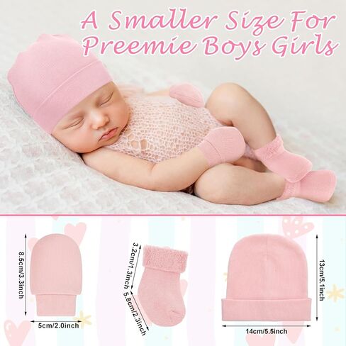 Toulite 6 Pack Preemie Hats القفازات والجوارب مجموعة Preemie Beanie Hat القفازات وعدم الخدش Preemie Mittens Preemie Terry Socks قبعة قطنية Preemie للفتيات والأولاد والأطفال مجموعة متعددة الألوان in Kuwait