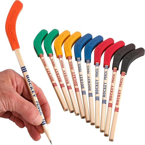Kicko Hockey Pencils - 9 Inch - 24 Pack - Bulk Multicolor Hockey Stick Pencils with Rubber Blade Eraser - Educational Party Favors, Team Birthday Parties and School Prizes in Saudi Arabia