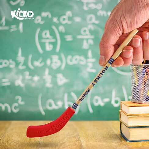 Kicko Hockey Pencils - 9 Inch - 24 Pack - Bulk Multicolor Hockey Stick Pencils with Rubber Blade Eraser - Educational Party Favors, Team Birthday Parties and School Prizes in Saudi Arabia