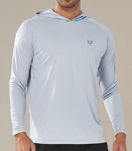NORTHYARD Men's UPF 50+ Sun Protection Shirts Hoodie UV Rash Guard Long Sleeve Shirt for Lightweight Hiking Swim Fishing LIGHTGREY S in Saudi Arabia