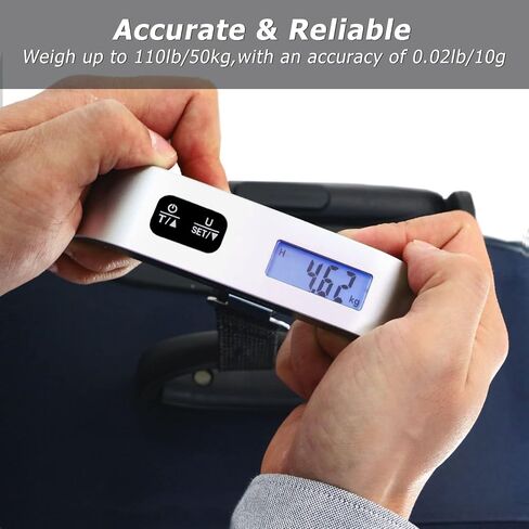 travel inspira Luggage Scale, Portable Digital Hanging Baggage Scale for Travel, Suitcase Weight Scale with Rubber Paint, 110 Pounds, Battery Included, Silver, 2 Pcs in Saudi Arabia