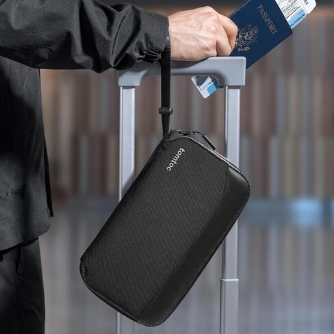 حامل جواز سفر tomtoc مع حامل بطاقة Sim ودبوس إخراج، ومحفظة سفر تحجب RFID ومجموعة حامل بطاقات اللقاح، منظم مستندات عائلي مقاوم للماء مع حزام معصم، ما يصل إلى 6 جوازات سفر in Kuwait