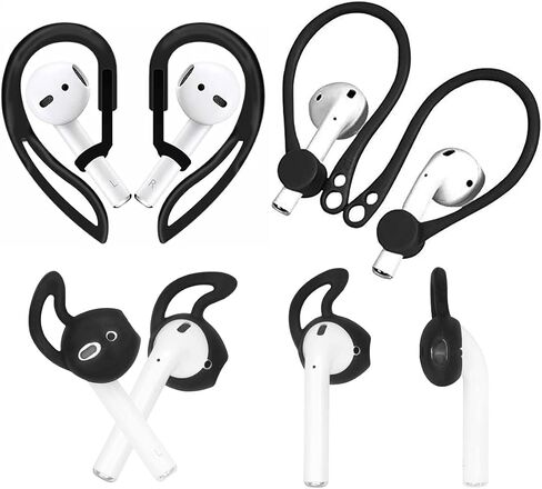 أطراف أذن بخطاف أذن من ALXCD متوافقة مع Airpod، زوجان من خطافات الأذن الناعمة المصنوعة من مادة TPU وزوجين من أطراف الأذن من السيليكون داخل الأذن في مجموعة واحدة [مضادة للانزلاق] [مضادة للفقد]، مناسبة لسماعات Airpod 1+1+2S، باللون الأبيض in Saudi Arabia