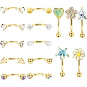 Sanfenly 14G Nipple Rings for Women Nipple Piercing Jewelry Stainless Steel Hypoallergenic Heart Moon Star Daisy Flower Mushroom Nipple Barbells