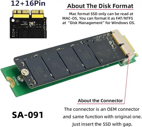 Cablecc PCI Express PCI-E 1X إلى 12+16Pin 2013-2017 Mac Pro Air SSD تحويل بطاقة لـ A1493 A1502 A1465 A1466 in Kuwait