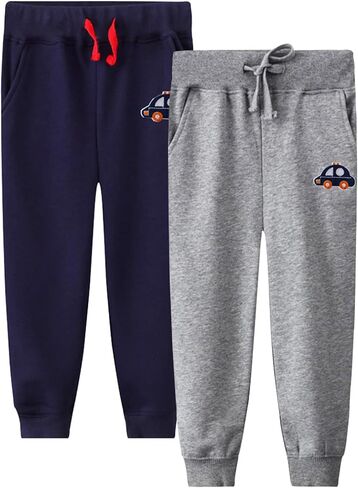 LOKTARC 2 Pack Boys Drawstring Sweatpants Cute Pattern Cotton Sport Jogger Pants in Saudi Arabia