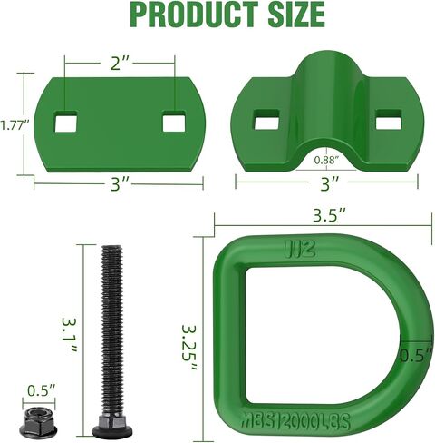 Eapele 1/2" Heavy Duty Bolt-On Forged D Ring Tie-Down Anchors, 12000Lbs Break Strength Anchor Hooks for Trailer Truck Cargo Tie Downs (Pack of 4) in Kuwait